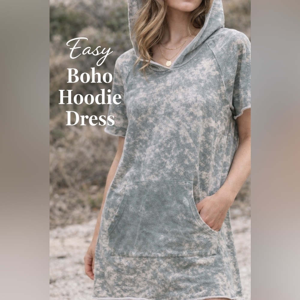 Cotton Citizen Tie Dye Hoodie Dress Small Green Gray